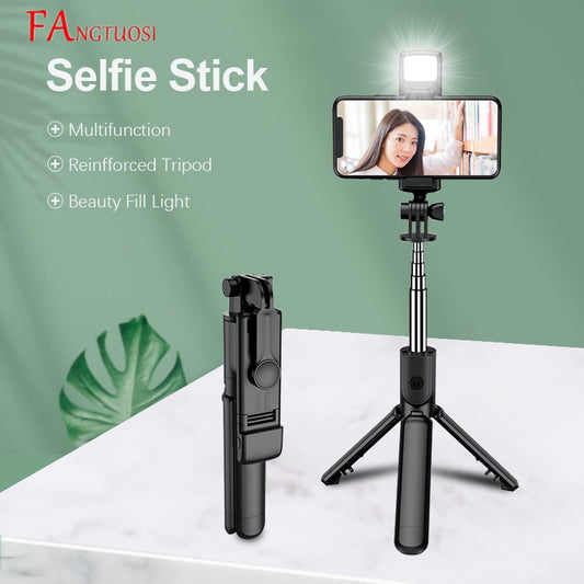 Wireless Bluetooth Selfie Stick Tripod with LED Fill Light for Perfect Shots